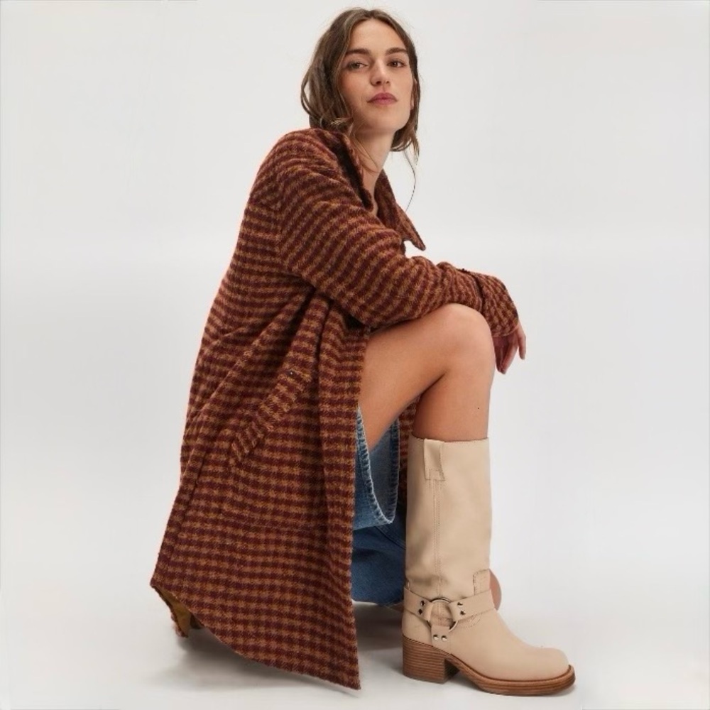 Free People We The Free Get Around Houndstooth Shirt ~ NWT